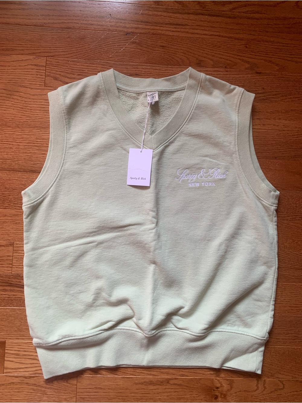 Sporty & Rich V-Neck Sweatshirt Vest - Mint